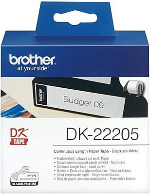 Brother DK-22205 | Rouleau de Papier Continu, ORIGINAL | Noir sur Blanc | 62 mm x 30,48 m